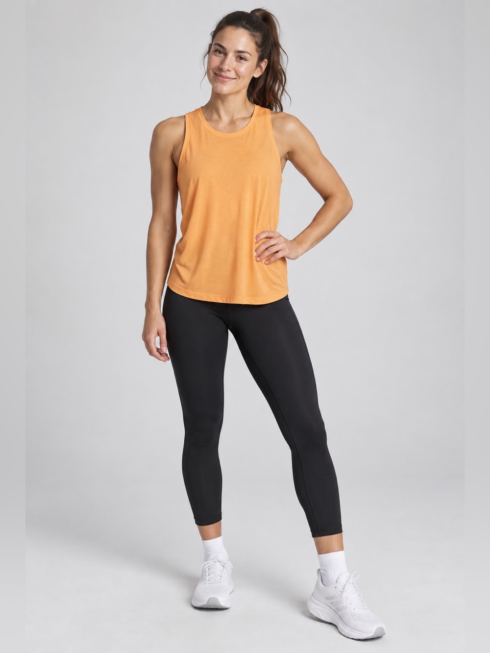 Athleta Orange Sleeveless Athletic Tank Top Women’s Size S Crew Neck